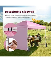 10 x 10 Feet Foldable Commercial Pop-up Canopy with Roller Bag and Banner Strip