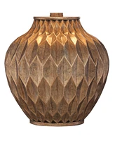 Buckhead Traditional Style Small Accent Table Lamps 22" High Set of 2 Warm Bronze Geometric Urn Tapered Drum Shade for Living Room Bedroom House
