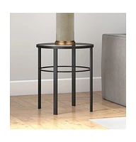 Glass Top Round End Table – Sturdy Steel Base for a Chic Industrial Look