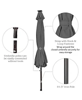 10 Feet Outdoor Patio Umbrella with Bright Solar Led Lights-Gray