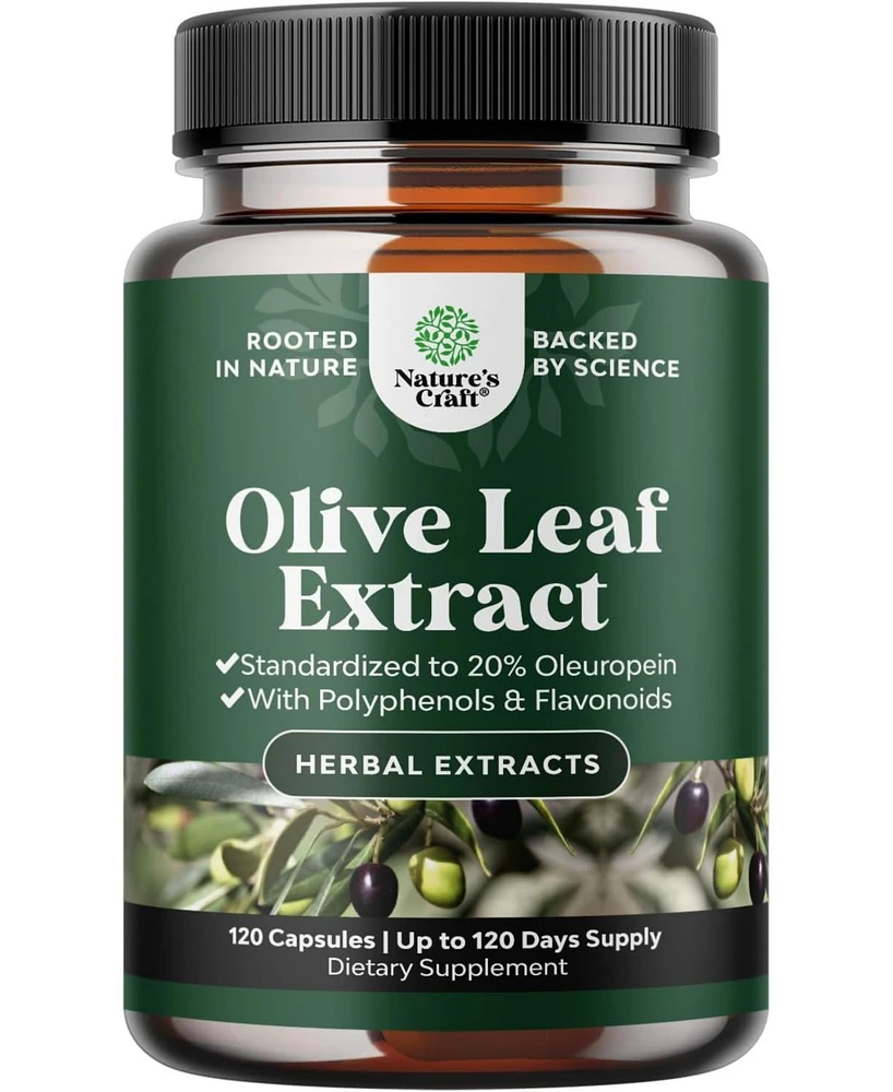 Olive Leaf Extract Capsules | High Strength Antioxidant Supplement with Pure Olive Leaf | 120ct