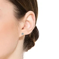 Round Bezel Set Clear Cubic Zirconia Stud Earrings