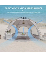 Naturehike Beach Tent Sun Shelter for 3-4 Person, Automatic Easy Set up Pop up Instant Tent, UPF50+ Uv Protection Portable Canopy Privacy Tent (Light