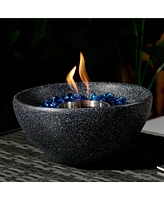 10.63 in. x 10.63 in. x 5.12 in. Black Ethanol Fuel Concrete Tabletop Fire Pit, Personal Fireplace Mini Fire Pit