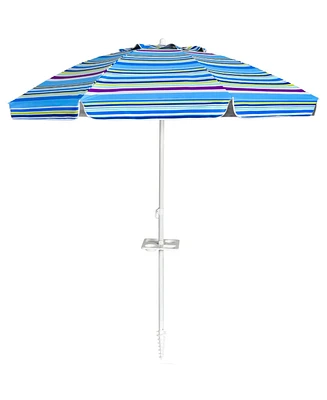 7.2 Feet Portable Outdoor Beach Umbrella with Sand Anchor and Tilt Mechanism