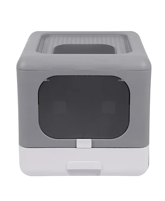 Bingopaw Cats Litter Box Detachable Top & Slide-Out Tray With Scoop