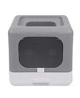 Bingopaw Cats Litter Box Detachable Top & Slide-Out Tray With Scoop