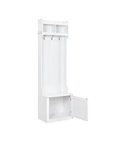 Slim Hall Tree with Cabinet & Hooks