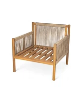 Woven Outdoor Lounge Chair - Wood Frame, Polyester Cushions