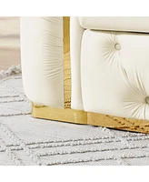 90" Velvet Tufted Chesterfield Sofa - Beige