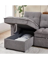 Reclining Pull-Out Sofa Bed w/ Usb & Storage
