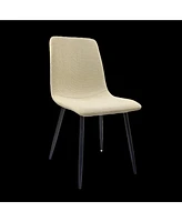 47-63" White Extendable Dining Set: Table & 4 Beige Chairs