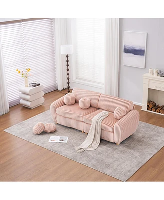 84" Pink Corduroy Sofa Couch