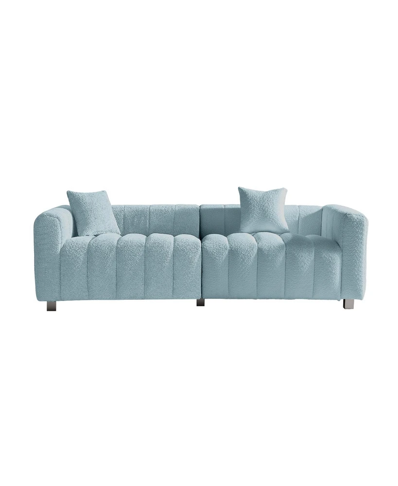 Premium Velvet Sofa 3-Seater Loveseat with Metal Legs