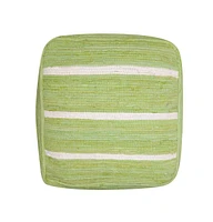 Cotton Cube Striped Pouf Ottoman for Living Room Seating and Decor