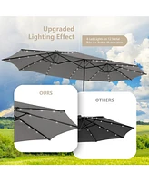 15 Feet Double-Sided Patio Umbrella with 48 Led Lights