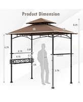 8 x 5 Feet Outdoor Grill Gazebo with 2 Side Shelves and 10 Hooks
