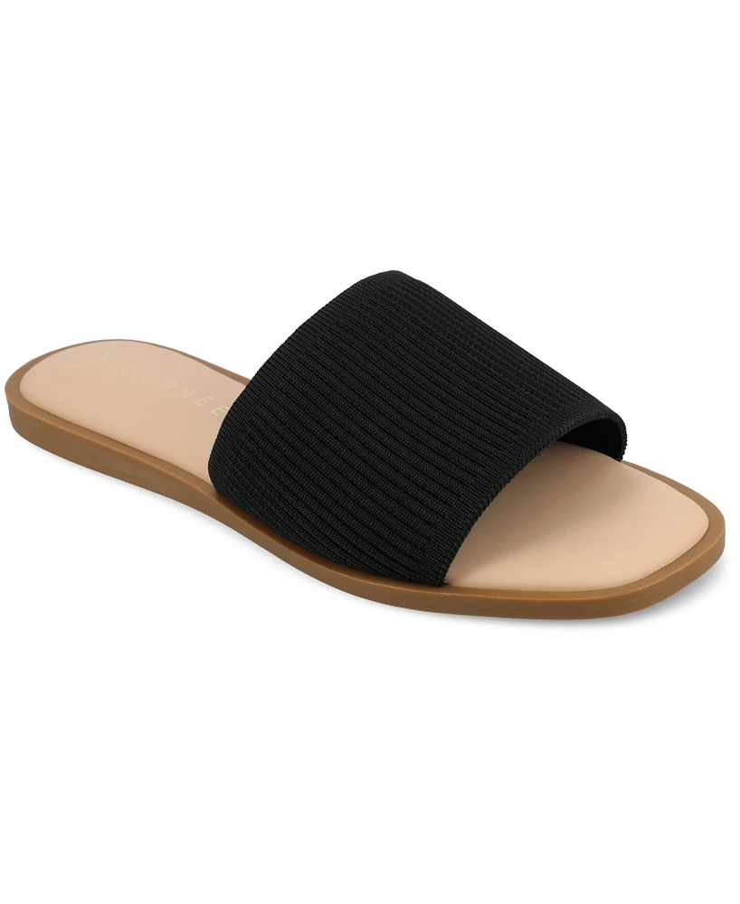 Journee Collection Women's Prisilla Single Band Slide Flat Sandals