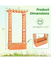 Raised Garden Bed with Side Trellis and Hanging Roof and Drainage Hole