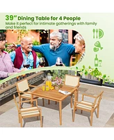 39 Inch Acacia Wood Dining Square Bistro Table with 1.96 Inch Umbrella Hole