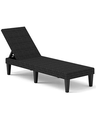 Outdoor Chaise Lounger Chair with Waterproof Rattan Textured Pp Surface and 330 lbs Capacity
