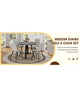 Round Gray Dining Set - Table & 4 Chairs