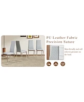 55" Dining Table & 6 Light Gray Chairs - Minimalist Style