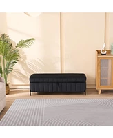 Black Velvet Storage Bench 49" - Living Room/Entryway