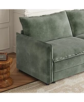 Corduroy 3-Seater Cloud Couch with Footrests & Cushions
