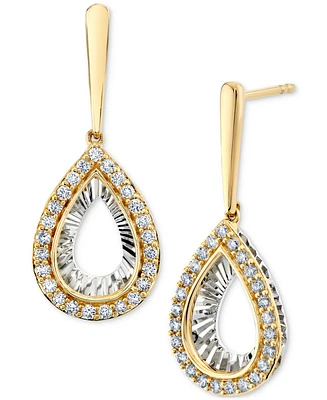 Diamond Sunray Pear Drop Earrings (1/2 ct. t.w.) in 14k Two-Tone Gold