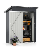 5 x 3 Feet Outdoor Storage Shed with Sloped Roof and Lockable Door-Gray