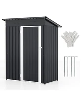5 x 3 Feet Outdoor Storage Shed with Sloped Roof and Lockable Door-Gray