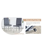 Modern Glass Dining Table Set with 4 Gray Chairs