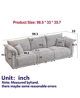 98.5" Beige Linen Sofa with Pillows