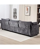 111.42x32.28" 3-Seater Chenille Sofa - Comfy, Cloud-Soft, with Side Pocket