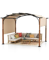 10 x 12 Ft Outdoor Retractable Pergola with Retractable Canopy for Patio