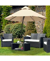 11 Feet Outdoor Cantilever Hanging Umbrella with Base and Wheels