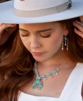 Barse Squash Blossom Statement Blue Turquoise and Sterling Silver Necklace