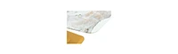 Pandora Glass Dining Set: Table & 6 White Pu Chairs