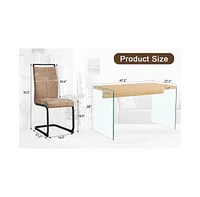 Wood Coffee Table Set with 4 Brown Chairs