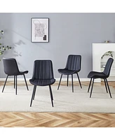 Ergonomic Black Dining Chairs - Set of 4, Metal Legs