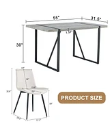 Grey Marble Table & 6 Pu Chairs