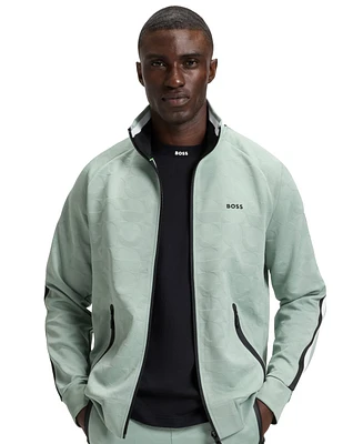 Boss by Hugo Men's Circle-Jacquard Zip-Up Sweatshirt