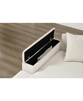 Luxury Sectional Couch, Convertible Chaise, Corduroy Beige