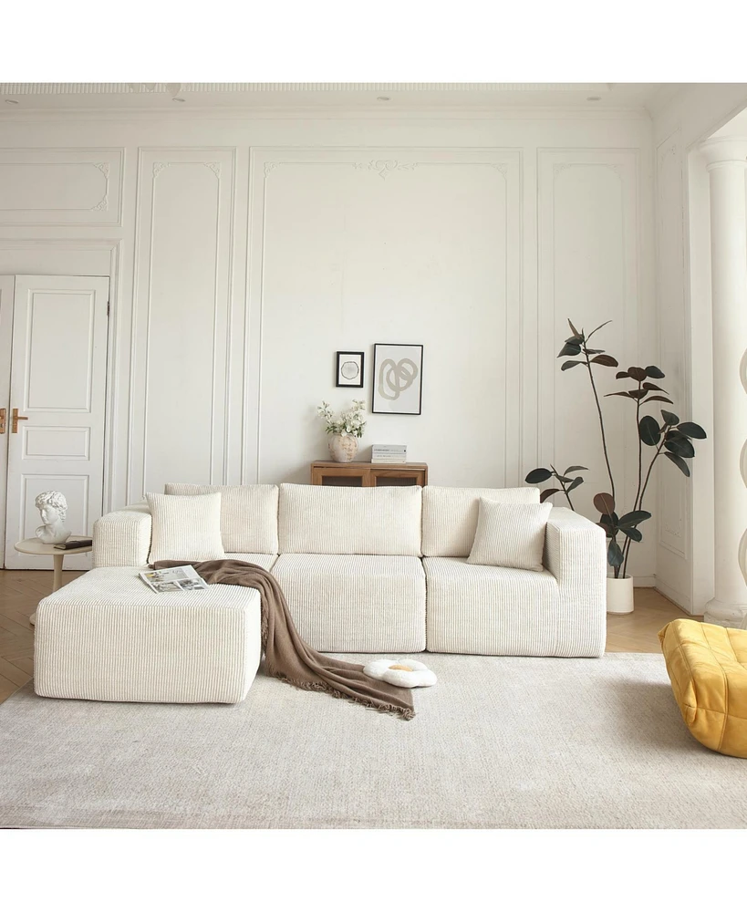 Sectional Sofa Beige Left