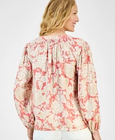 Nautica Jeans Women's Long Sleeve Floral Tunic Top