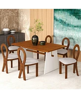 Modern 7-Piece Dining Set with Trestle Table & Upholstered Chairs