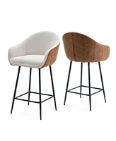 Modern Counter Height Bar Stools (26.5") with Cushioned Upholstery and Durable Metal Legs for Enhanced Home Decor (Brown