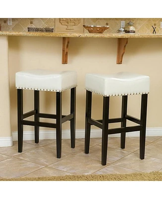 30-inch Backless ivory Leather Counter Stool (Set of 2)