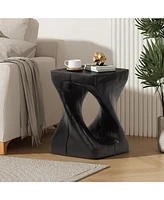 Twist Shape Side Table, Wood-like texture, Black Color